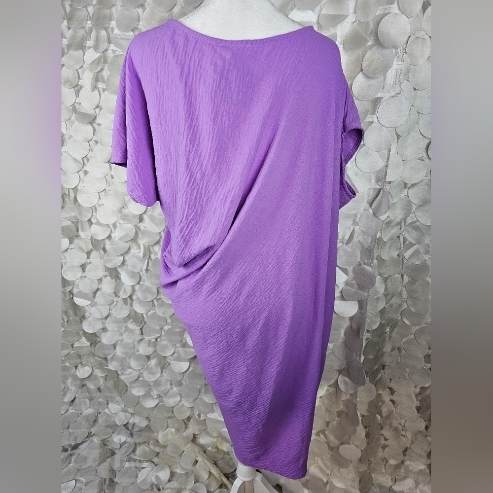 Purple‎ Off-Shoulder Swim Cover-Up | Loose Fit Beach Dress - Picture 3 of 7